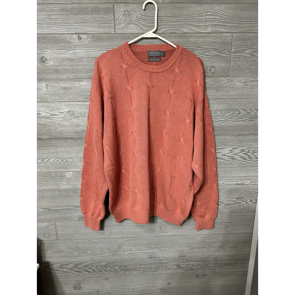 Vintage Talbots Men’s Size XL 100% Pima Cotton Cable Knit Crewneck Sweater‎